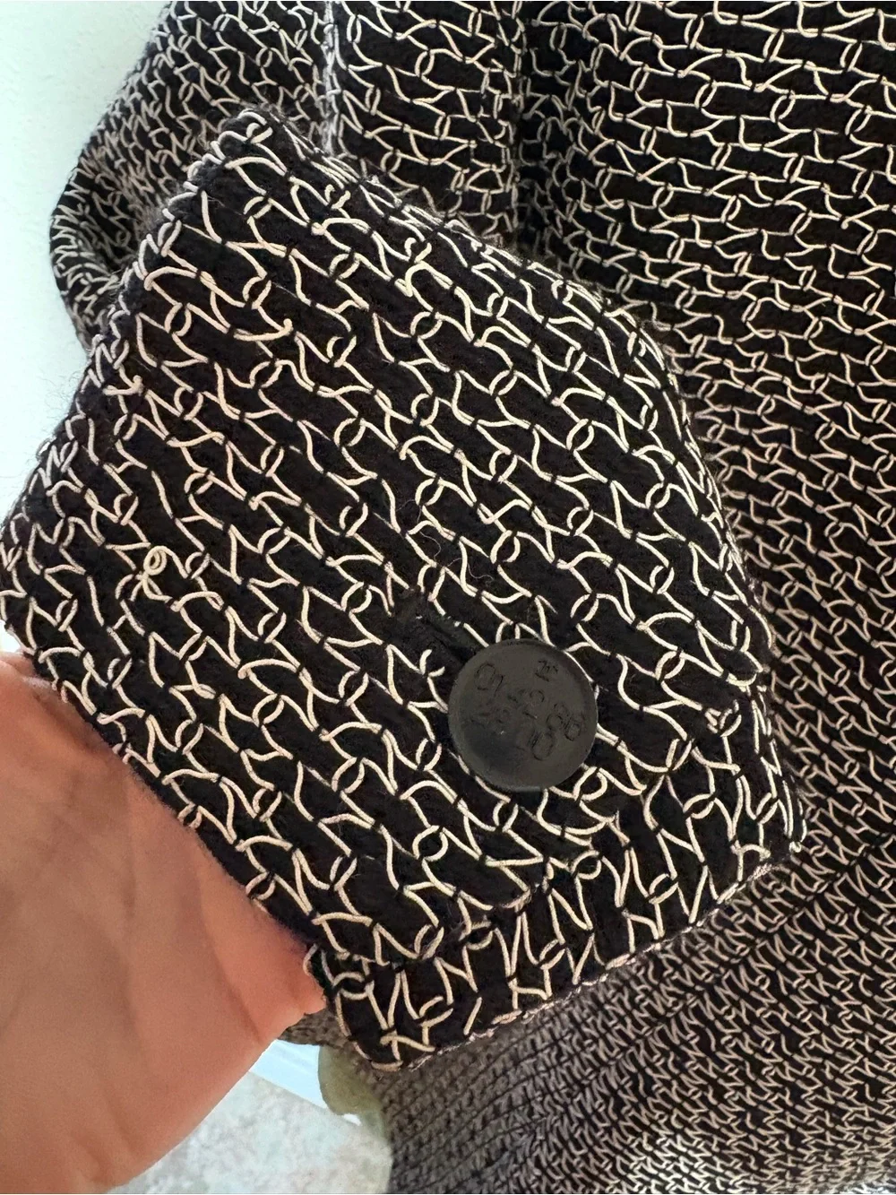 CHANEL Black and White Textured Open Jacket